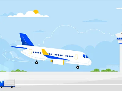 Plane 2d airplane flat flight illustration plane travel