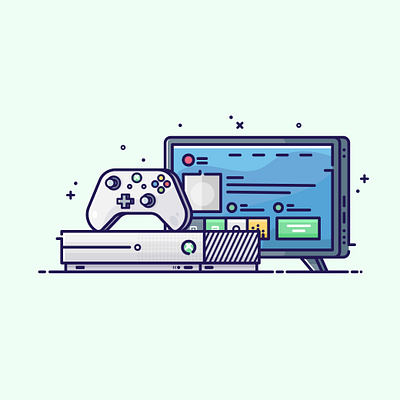 Gaming Console entertainment flat design gaming graphic design icon illustrator simple design vector vector art xbox