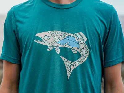 Flagship Trout Shirt animal apparel canal park clothing design duluth fishing flagship lake superior shirt trout water