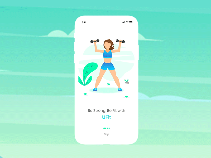 Fitness App Onboarding animation app app design fitness fitness app illustration mobile app mobile app design mobile ui ui