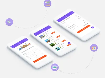 Travel App Screen abstract adventure android app application booking clean color dribbble flatdesign flight interface logo minimal mobile ticket travel trip uiux vacation