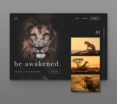be awakened | Webdesign adobexd concept creative dailyui design lion safari typeface ui uidesign uiux webconcept webdesign