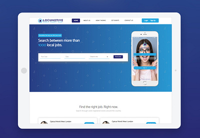 Locumotive Homepage app design branding businesscard design homepage job board landing page landing page design miniamal homepage ui ui design ux ux design web web design website website design websites