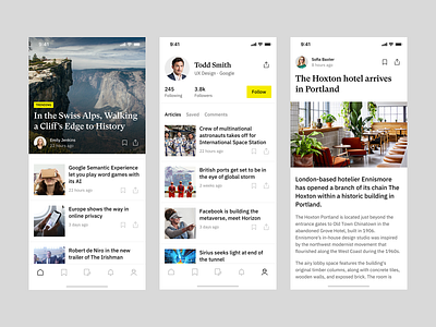 News App application article ios lifestyle mobile news profile teaser travel