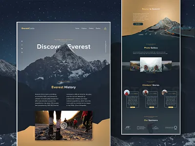 Mount Everest Landing Page Designed climber climbing everest guide mountain national geopgraphic nature peak route summit ui user interface ux web design website