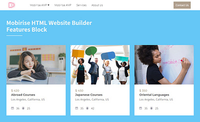 Mobirise HTML Website Builder — Features Block SchoolAMP bootstrap design html5 responsive software webdesign webdevelopment website website builder website maker