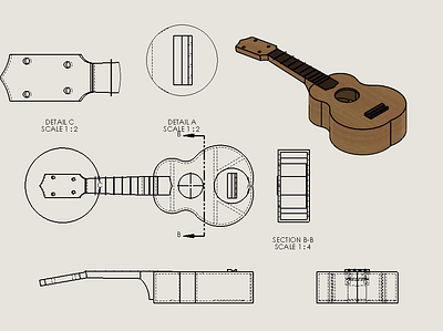 Functional SolidWorks Ukulele cad solidworks