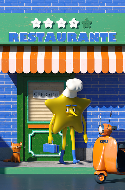 RESTAURANTE 3d c4d character illustration octane persona render vector