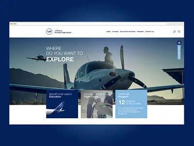 Lufthansa European Flight School Ui blue clean design color flight fly hero love minimalistic school slider ui web ui