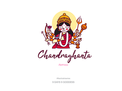 Goddess 03 - Navratri Series (Chandraghanta) character design goddess indian indian gods navratri stickers symbol traditional vector