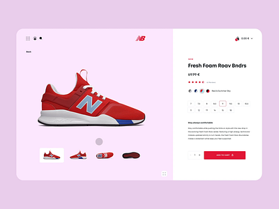 New Balance shop 2 after effect animation clean color design digital ecommerce flat gif graphic design landing page minimal motion pink red sketch ui ux web website