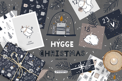 Hygge - Christmas Cards & Patterns card card template cards christmas christmas card christmas cards christmas pattern christmas poster cute animals foxy holiday card hygge illustration lifestyle pattern patterns poster poster design poster template tag