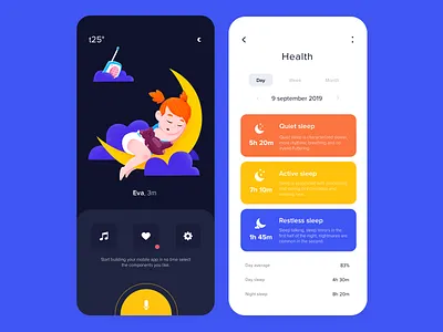 Mobile App - Baby Monitor app clean colors design illustration minimal mobile ui ux vector