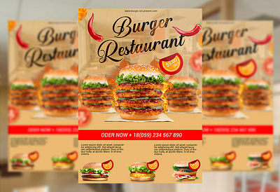 BURGER FLYERTemplate burger burger flyer fire flyers red chilli restaurant flyer sandwich flyer