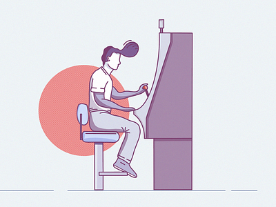 Arcade game art character character playing arcade game creative design digital digital illustration flat design flat illustration graphic design graphics illustration line art illustration pin site ui vector vector artwork web website