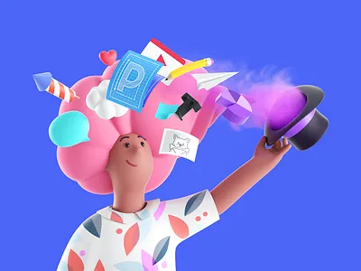 It all starts with an idea 3d branding c4d character cinema4d design hero idea illustration magic mascot octane octanerender pitch render website women