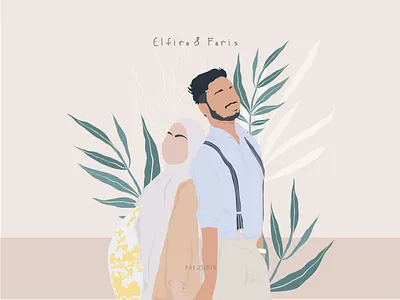 Elfira Loy + Faris babyblue branding congratulation design elegant elfiraloy flat happy life illustration illustrator minimal pregnancy pregnant simple simple design sketch vector