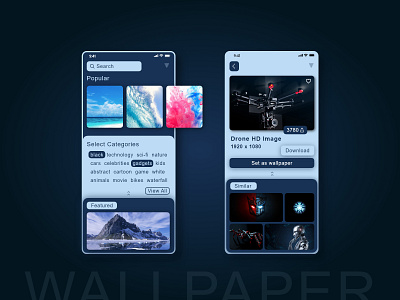 Wallpaper App UI adobexd app design blue design ui uidesign ux ux design uxdesign uxui wallpaper webdesign