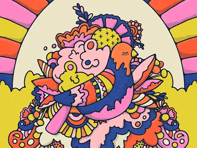 Bower Bird 70s bird illustration bold colors botanical illustration bowerbird colorful doodle flat illustration floral art graphic design halftone hippie ipadproart pattern peace procreate procreate art vintage illustration