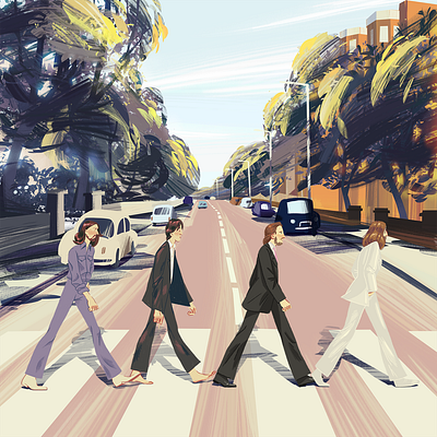 Abbey road abby road beatles charcater illustration