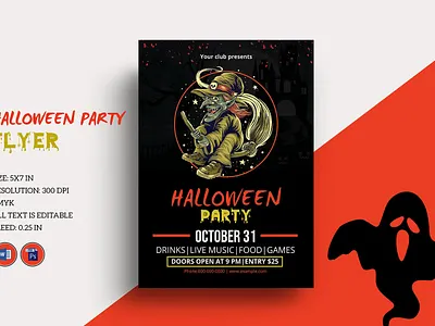 Halloween Party Flyer Template club diy halloween flyers halloween flyer halloween invitation halloween invite halloween party halloween printables hand lettering happy halloween ms word party flyer party invitation photoshop template