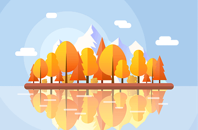 autumn landscape autumn bluesky design fall flat flat illustration illustraion lake landscape mountains postcard vector