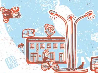 quintos bici cabrallo cinexin hand drawn illustration pencil rocas sketch