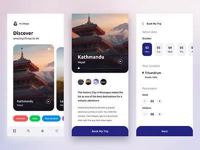 Book My trip android booking detail page explore homepage ios iphone travel travel app uidesign uxui