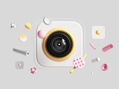 Instagram 3d abstract c4d camera cinema4d design geometric icon icondesign illustration instagram octane octanerender render set socialmedia ui uidesign uiux web