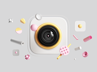 Instagram 3d abstract c4d camera cinema4d design geometric icon icondesign illustration instagram octane octanerender render set socialmedia ui uidesign uiux web