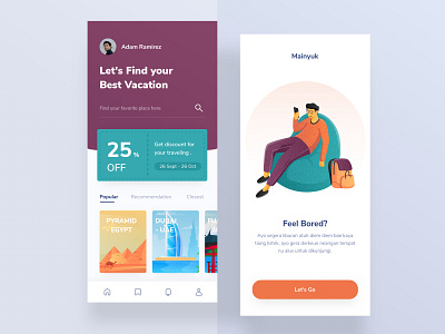 Traveling Mobile App 2 animation app card chart clean dashboard design home illustration landing layout memu mobile onboarding profile profiles traveling typogaphy ui website