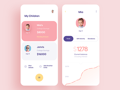 College Savings App app balance children college cuberto design education finance funding graphics icons interface ios mobile money saving ui ux