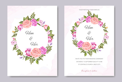 Elegant Floral Wedding Invitation beautiful card decoration decorative design elegant floral flower frame greenery greeting illustration invitation invite leaf plant romantic vector watercolor wedding