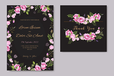 Elegant Floral Wedding Invitation beautiful card decoration decorative design elegant floral flower frame greenery greeting illustration invitation invite leaf plant romantic vector watercolor wedding