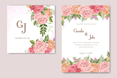 Elegant Floral Wedding Invitation beautiful card decoration decorative design elegant floral flower frame greenery greeting illustration invitation invite leaf plant romantic vector watercolor wedding