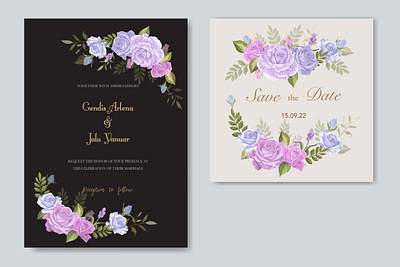 Elegant Floral Wedding Invitation beautiful card decoration decorative design elegant floral flower frame greenery greeting illustration invitation invite leaf plant romantic vector watercolor wedding