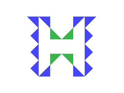 Letter H illustraion triangle typogaphy