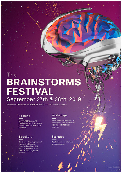 Brainstorm Festival 2019 Main Visuals brain brainstorm design festival illustration neuroscience photoshop poster poster design