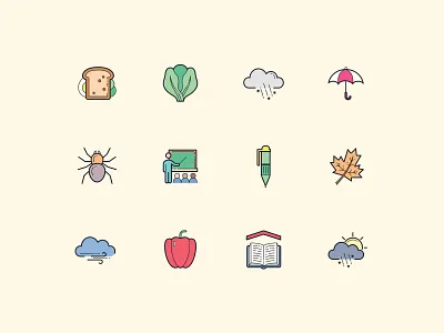 Hand Drawn Color Fall Icons autumn color icons design design tools digital art fall flat design graphic design icon design icon set icons icons pack illustration illustrator nature vector vector art vector graphics vector illustrations web design