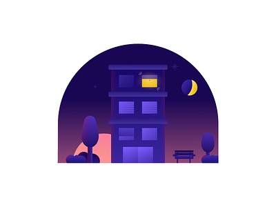 Home working dawn designer freelance freelancer illustration moon night sky sun sunrise work