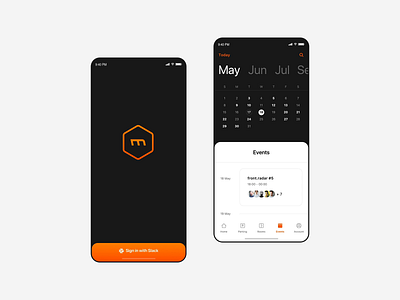 Merixstudio App - Calendar interaction animation calendar dark events flat design graphic design interaction design ios minimal mobile app navigation principle sketch splash screen tabs tool transport user interface ux design