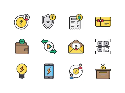 E Wallet icon pack bank currency e wallet icon iconography icons icons pack payment payment app payment method rupee