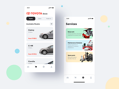 Concept Mobile App for dealer center Toyota app application auto car concept ios mobile design store ui