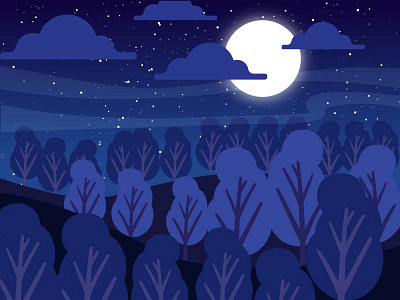 Landscape Rainforest @night illustration vector