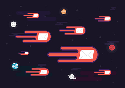 Hi speed mail design email flat fly hi speed icon illustration space technology vector