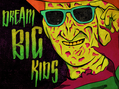 Neon Demons - Freddy a nightmare on elm street adobe illustrator adobe photoshop freddy krueger halftones halloween spooky spoopy texture type typography vector illustration