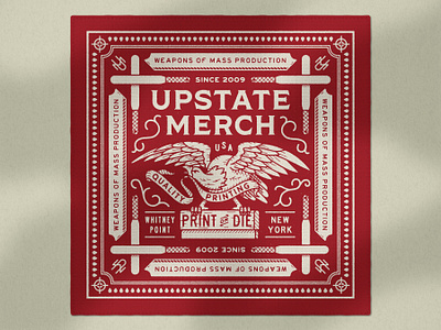 Upstate Merch Bandana apparel design bandana design distressed illustration lock up type typography vector