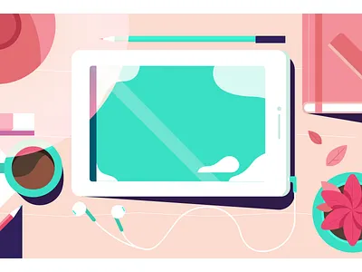 Tokio Marine - Art Direction 2d animation geometric illustration table vector workspace