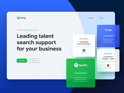 Job Search Web Site blue clean clear figma green job job application job board job listing job search landing ui ux vacancy web work