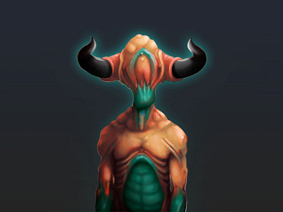 Horned Creature Portrait character concept digital illustration monster photoshop wacom